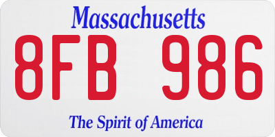MA license plate 8FB986