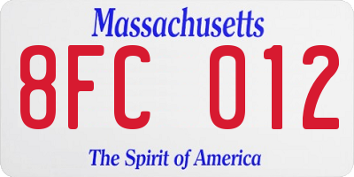 MA license plate 8FC012