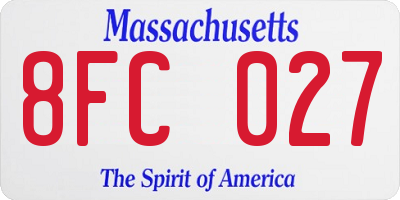 MA license plate 8FC027