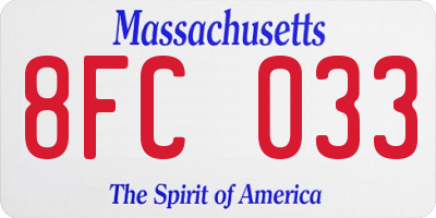 MA license plate 8FC033