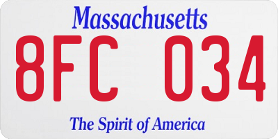 MA license plate 8FC034