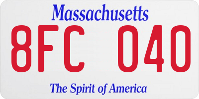 MA license plate 8FC040