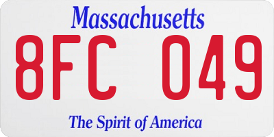MA license plate 8FC049
