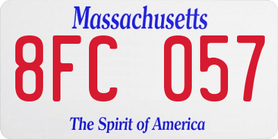 MA license plate 8FC057
