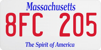 MA license plate 8FC205