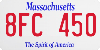 MA license plate 8FC450
