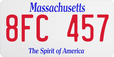 MA license plate 8FC457