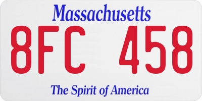 MA license plate 8FC458