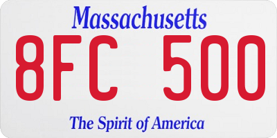 MA license plate 8FC500