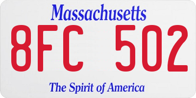 MA license plate 8FC502