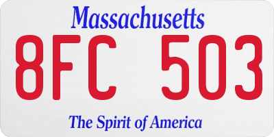 MA license plate 8FC503