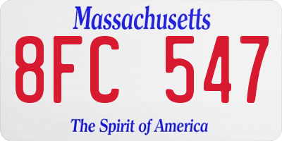 MA license plate 8FC547