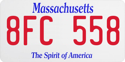 MA license plate 8FC558