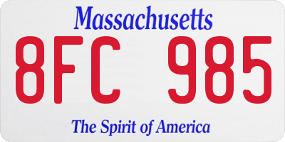 MA license plate 8FC985