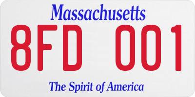 MA license plate 8FD001