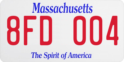 MA license plate 8FD004