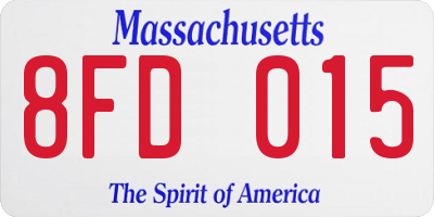 MA license plate 8FD015