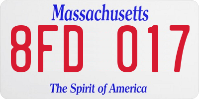 MA license plate 8FD017
