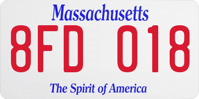 MA license plate 8FD018