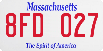 MA license plate 8FD027
