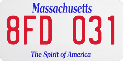 MA license plate 8FD031