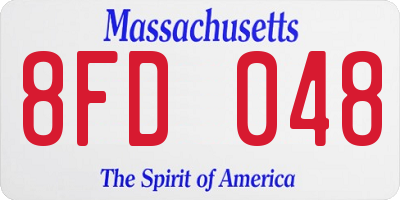 MA license plate 8FD048