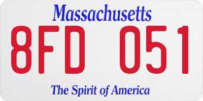 MA license plate 8FD051