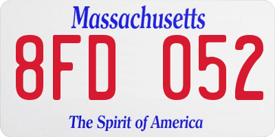 MA license plate 8FD052