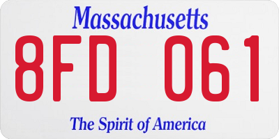 MA license plate 8FD061