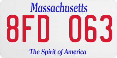 MA license plate 8FD063