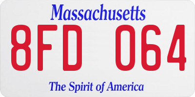 MA license plate 8FD064