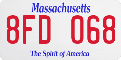 MA license plate 8FD068