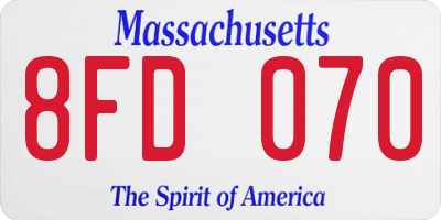 MA license plate 8FD070