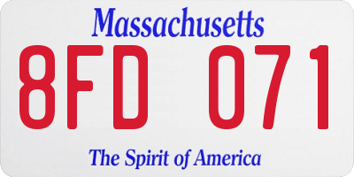 MA license plate 8FD071