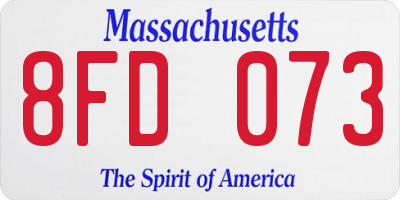 MA license plate 8FD073