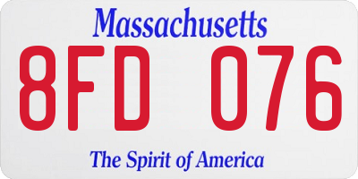 MA license plate 8FD076
