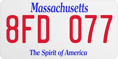 MA license plate 8FD077