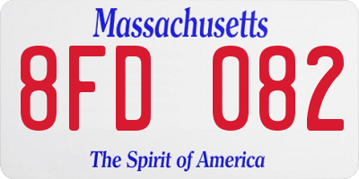 MA license plate 8FD082