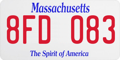 MA license plate 8FD083