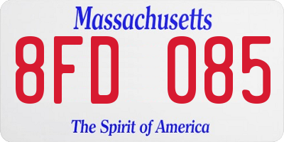 MA license plate 8FD085