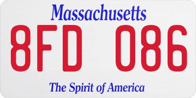 MA license plate 8FD086