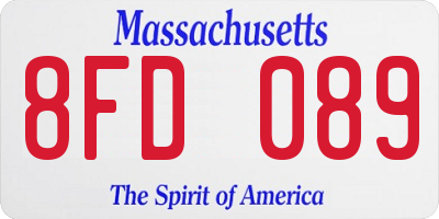 MA license plate 8FD089