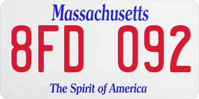 MA license plate 8FD092