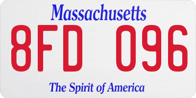 MA license plate 8FD096