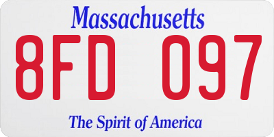 MA license plate 8FD097