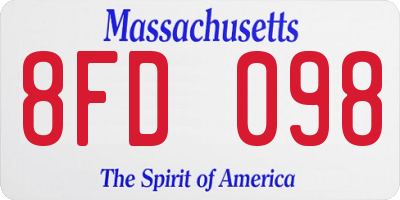 MA license plate 8FD098