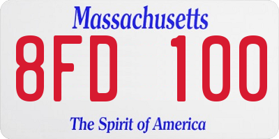 MA license plate 8FD100