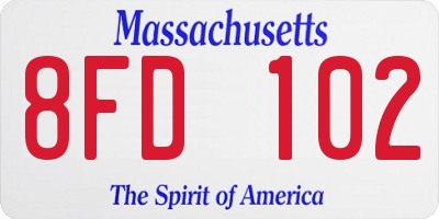 MA license plate 8FD102