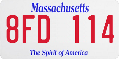 MA license plate 8FD114