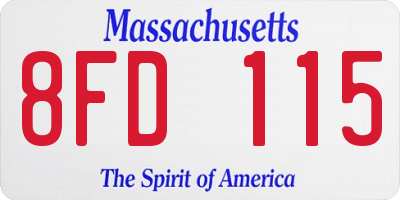 MA license plate 8FD115
